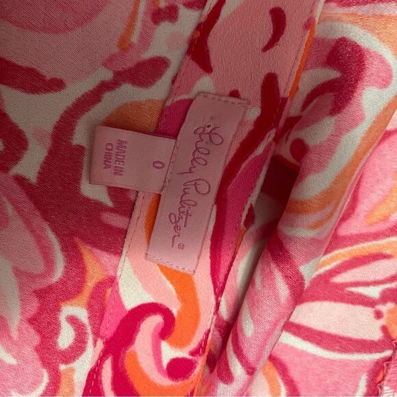 Lilly Pulitzer Ivy Crop Top & Short Set Mango Salsa Pink Orange Rare Size 0 - Picture 6 of 7